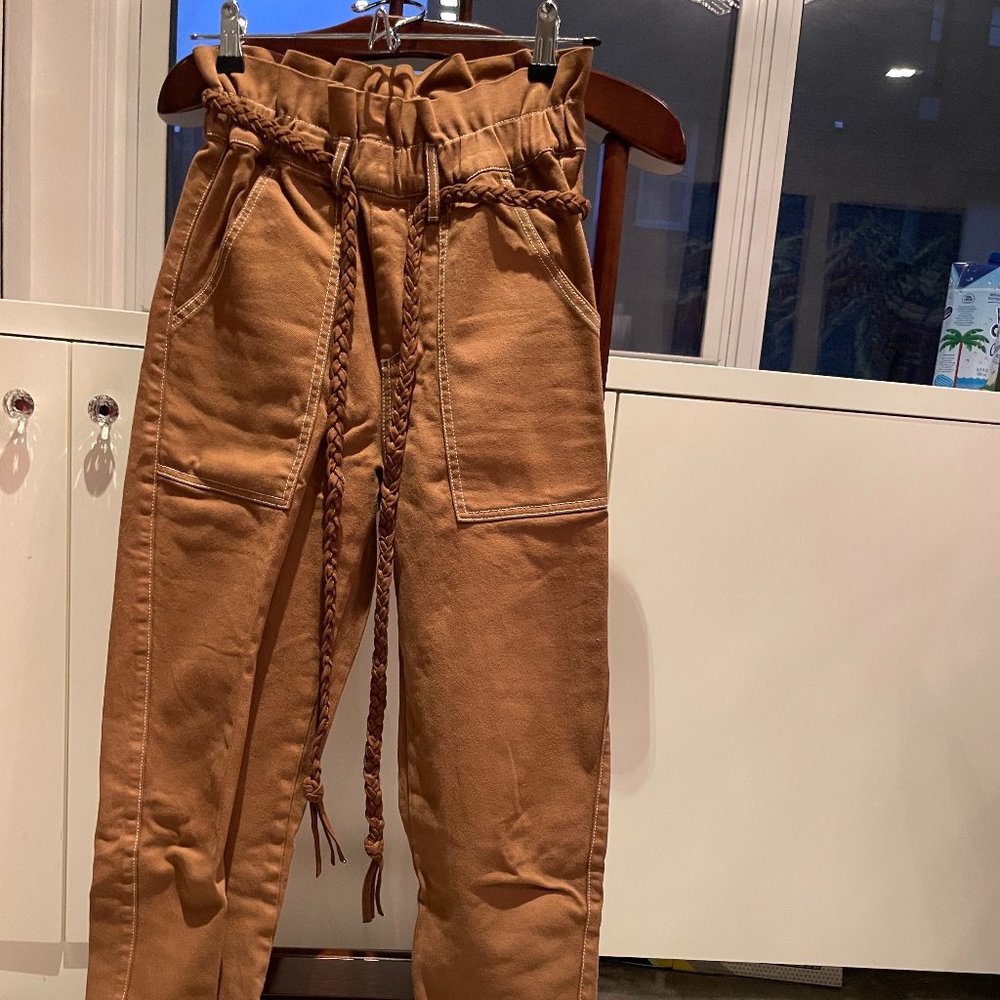 Something Navy Brown Paper Bag Cargo Pants (US 0)